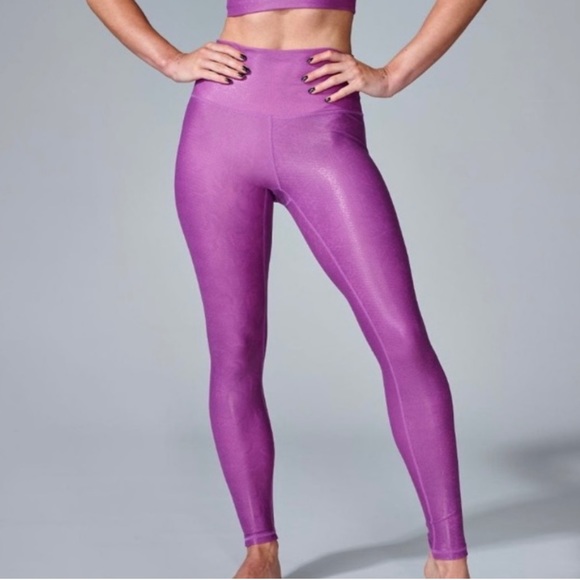 Electric Yoga Pants - ELECTRIC YOGA Purple Python Embossed Faux Leather Leggings XS